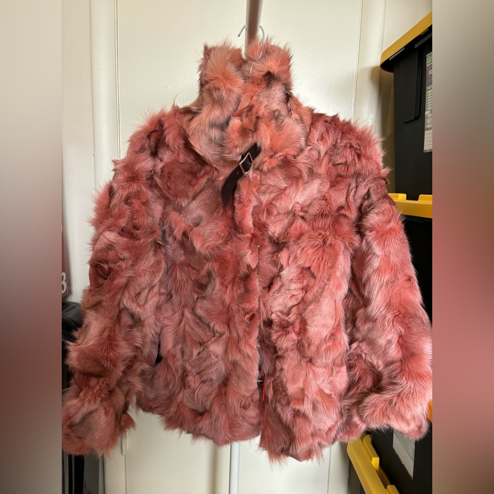 NWT Genuine Pink Fox Fur Coat  Only One Available - Picture 15 of 16